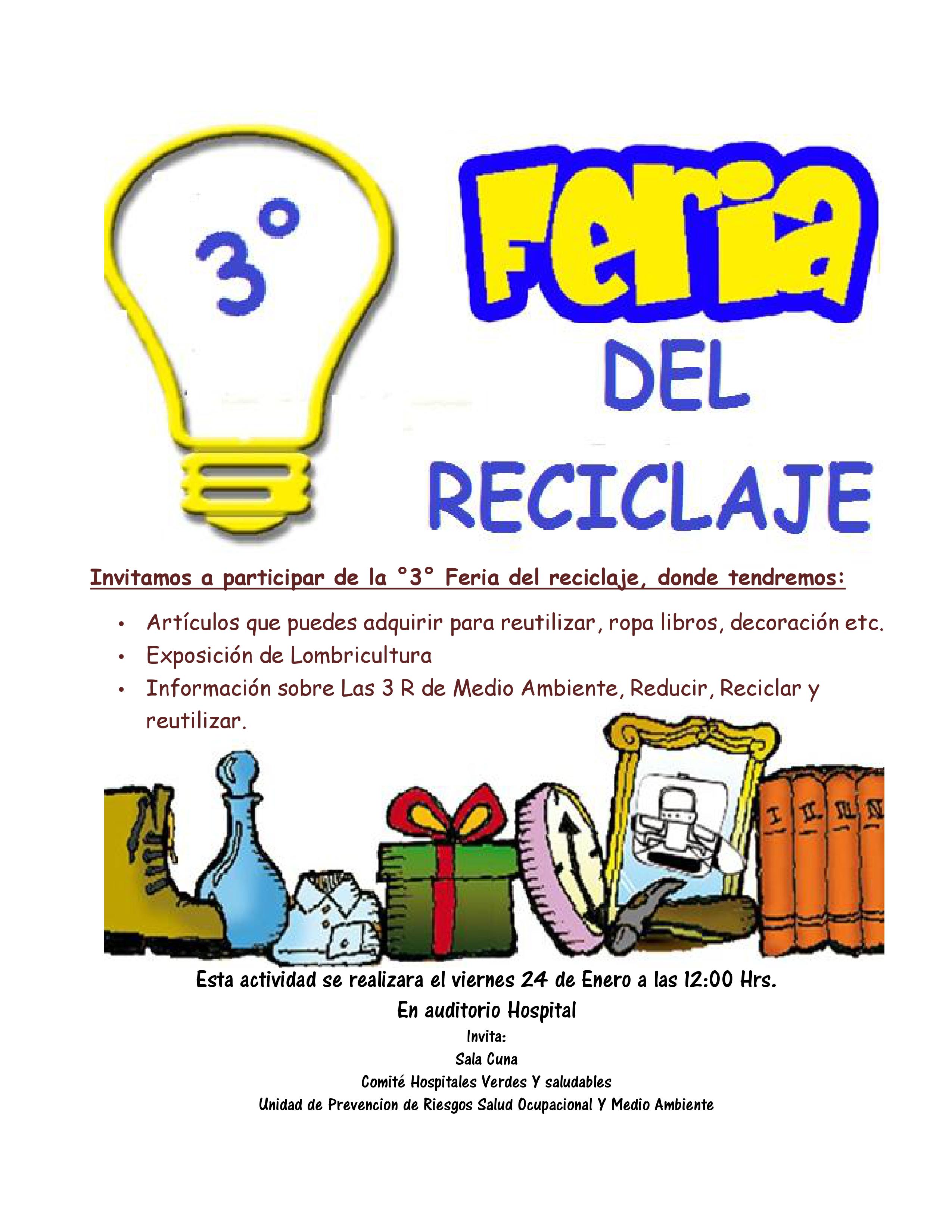 Sala Cuna y Unidad de Prevención de Riesgos, Salud Ocupacional y Medio Ambiente del Hospital de Coronel organizan Tercera Feria de Reciclaje